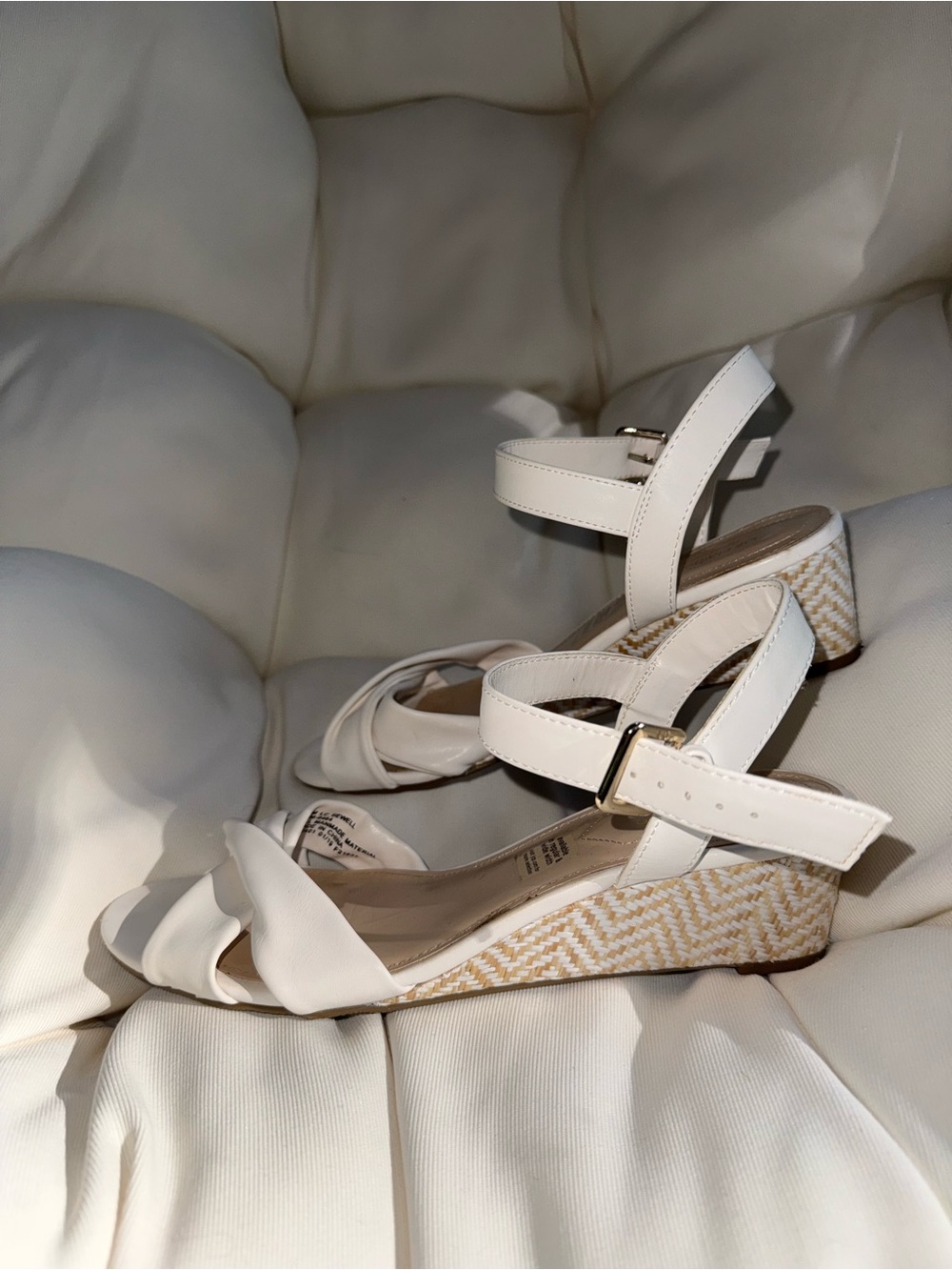 Liz Claiborne White Ankle-Strap Wedge Sandals